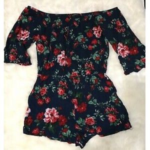 AMBIENCE Floral Shorts ROMPER Off the Shoulder